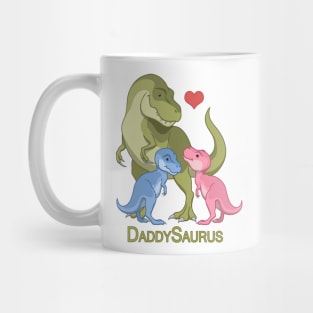 DaddySaurus T-Rex Father & Twin Boy Girl Dinosaurs Mug